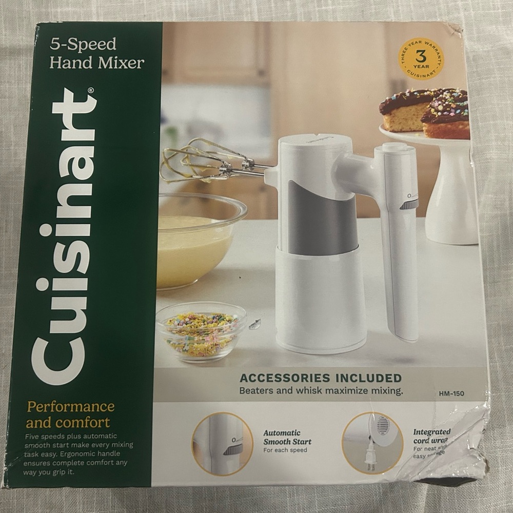 Cuisinart Silver and White 5-Speed Hand Mixer